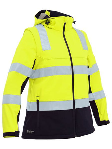 BISLEY Womens Taped Two Tone Hi Vis 3 in 1 Soft Shell Jacket (BJL6078T) - Workin' Gear