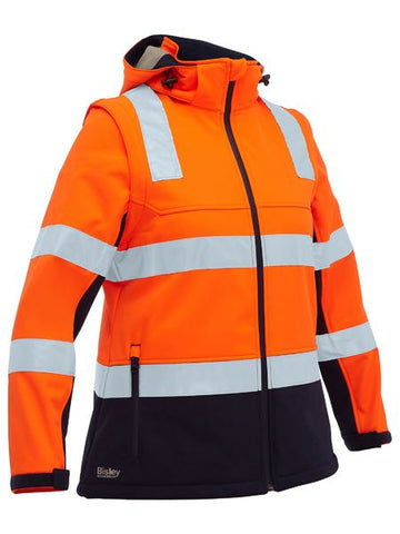 BISLEY Womens Taped Two Tone Hi Vis 3 in 1 Soft Shell Jacket (BJL6078T) - Workin' Gear