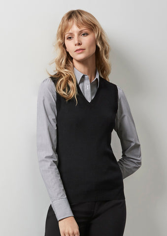 Womens V Neck Knit Vest (LV3504) - Workin' Gear