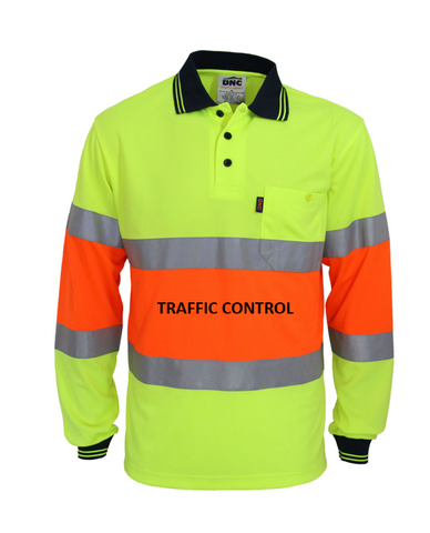 POLO Long Sleeve with TRAFFIC CONTROL PRINTED (3709) - Workin' Gear