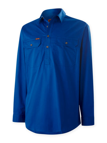 HARD YAKKA Mustang Signature Long Sleeve Closed Front Work Shirt (Y04004) - Workin' Gear