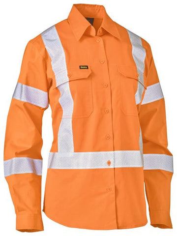 BISLEY BL6166XT Women's Taped X Back Lightweight Drill Rail Shirt - Workin Gear