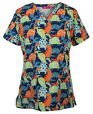 JB'S Ladies Scrub Top Printed - Dino (4STP1)