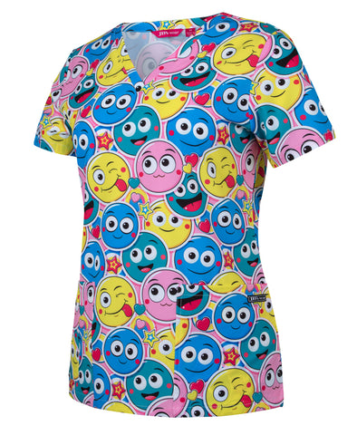 JB'S Ladies Scrub Top Printed - Smiley (4STP1)