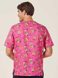 XMAS Gingerbread Surfer Print Scrub Unisex Top (CATRST) - Pink