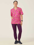 XMAS Gingerbread Surfer Print Scrub Unisex Top (CATRST) - Pink