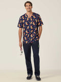 XMAS Gingerbread Surfer Print Scrub Unisex Top (CATRST) - Blue