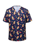 XMAS Gingerbread Surfer Print Scrub Unisex Top (CATRST) - Blue