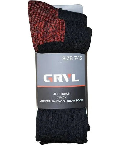 GRVL All Terrain Australian Wool Crew Socks - 3 Pack - Workin' Gear