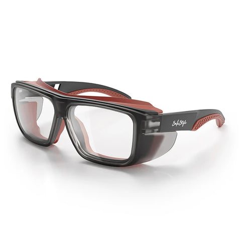 SAFESTYLE Converts Matte Graphite/Red Frame Clear Lens