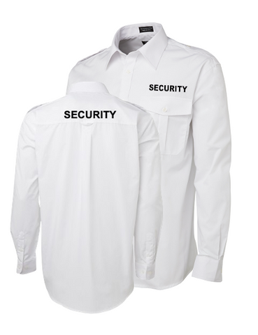 SECURITY Epaulette Long Sleeve Shirt - WHITE (6E-L/S) - Workin' Gear