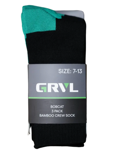 GRVL Bobcat Bamboo Heavy Duty Crew Socks - 3 Pack (GRVLS3)