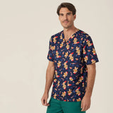 XMAS Gingerbread Surfer Print Scrub Unisex Top (CATRST) - Blue