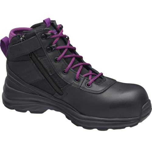BLUNDSTONE 887 Ladies Zip Safety Boot Black Purple Workin' Gear