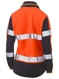 BISLEY BKL6225T Womens L/S Taped Hi Vis V-Neck Polo - Orange - Workin' Gear